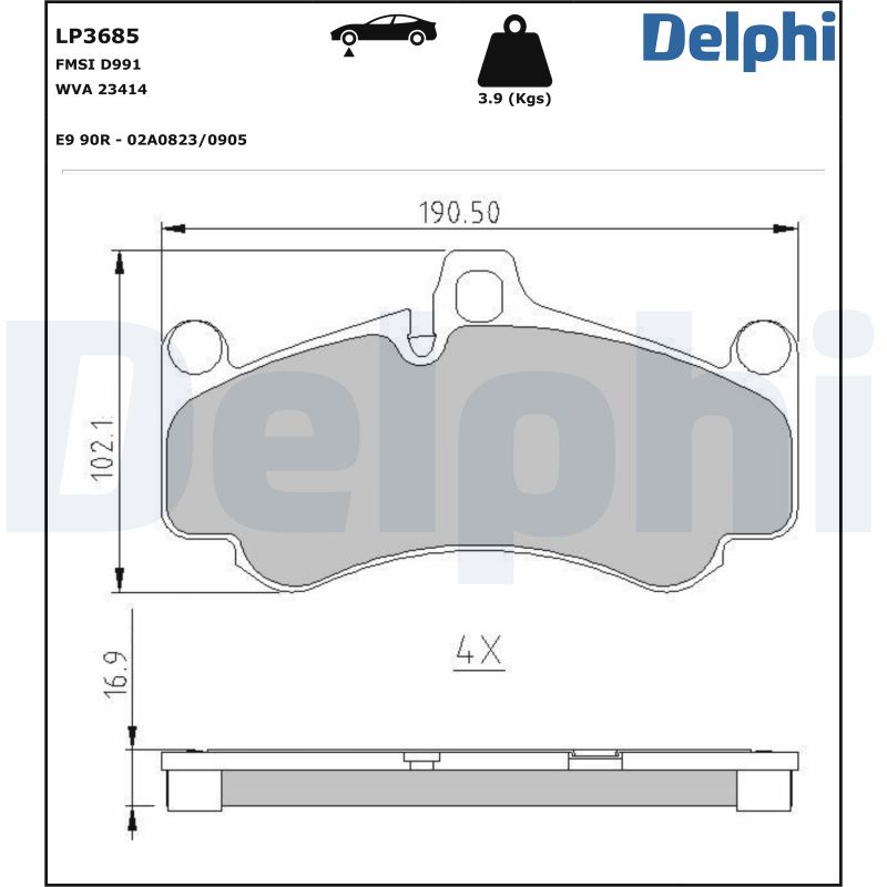 DELPHI Fékbetét, mind LP3685_DEL