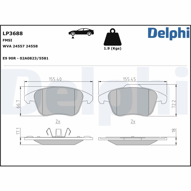 DELPHI Fékbetét, mind LP3688_DEL