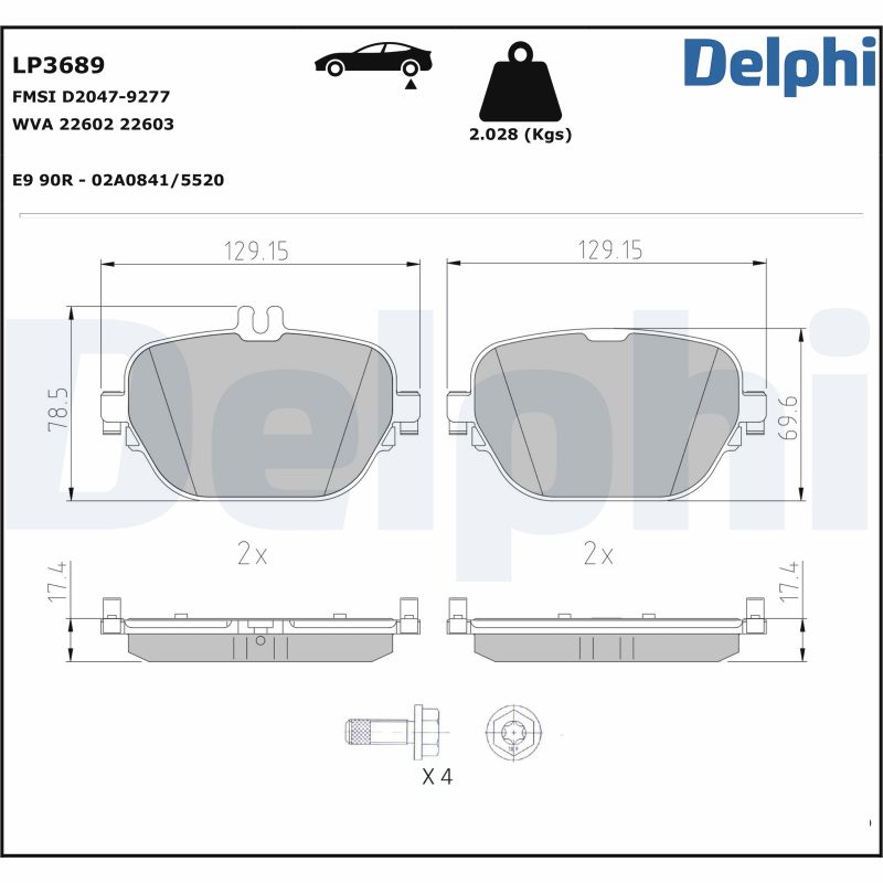 DELPHI Fékbetét, mind LP3689_DEL