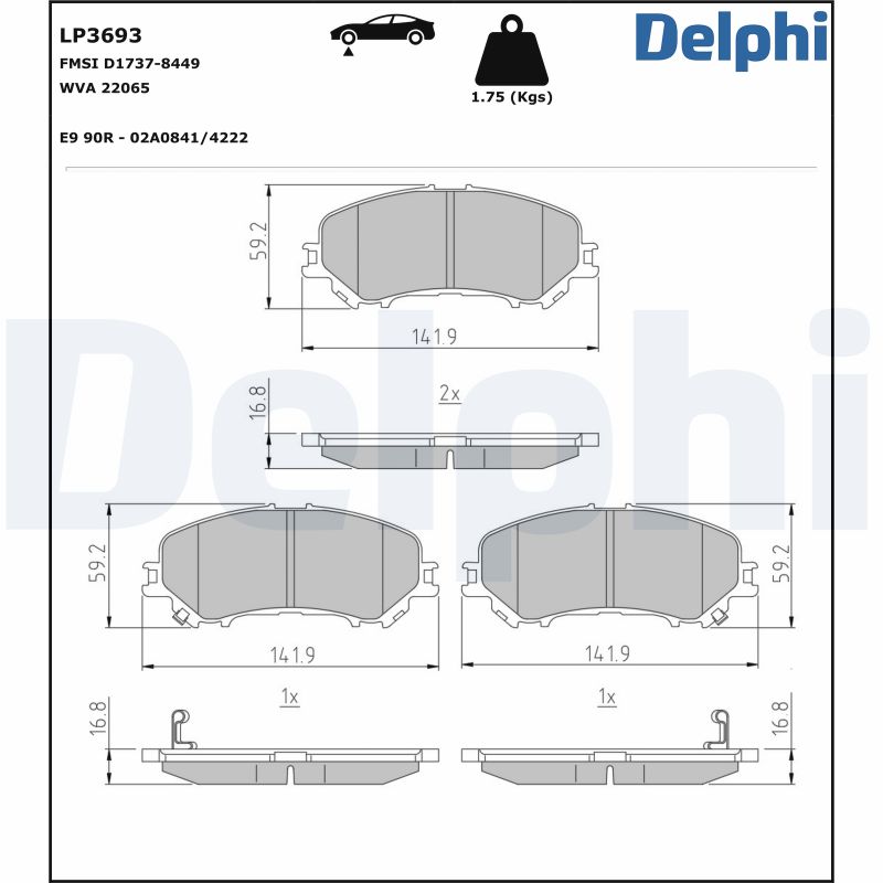 DELPHI Fékbetét, mind LP3693_DEL