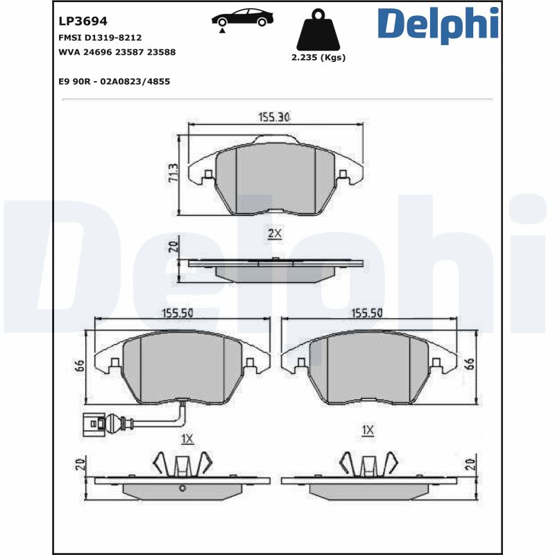 DELPHI Fékbetét, mind LP3694_DEL