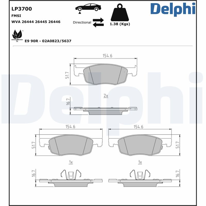 DELPHI Fékbetét, mind LP3700_DEL