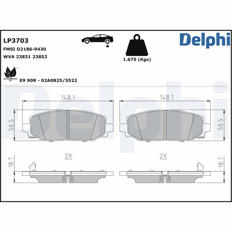 DELPHI Fékbetét, mind LP3703_DEL