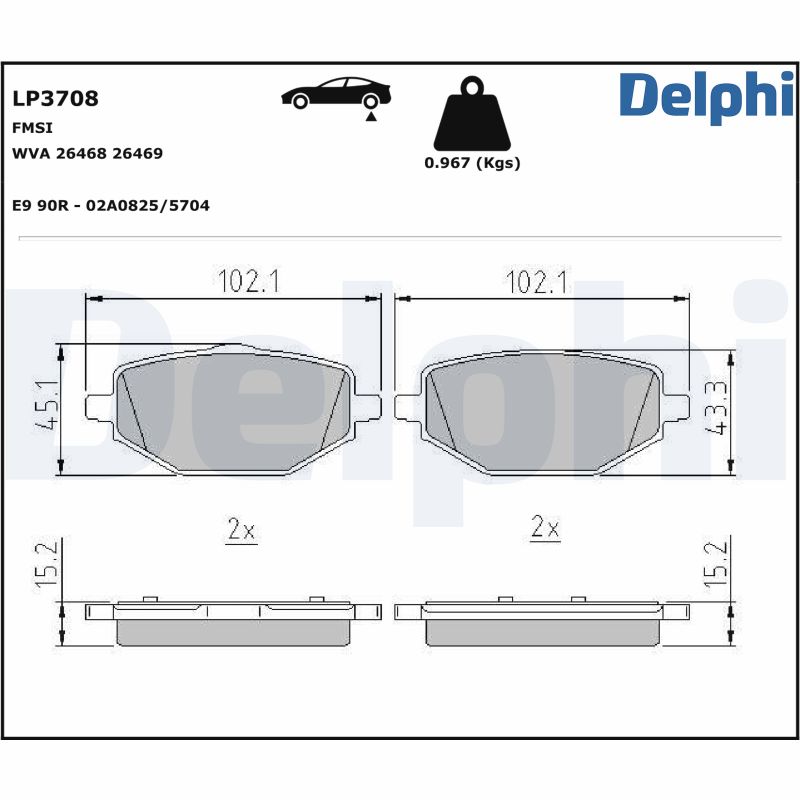 DELPHI Fékbetét, mind LP3708_DEL