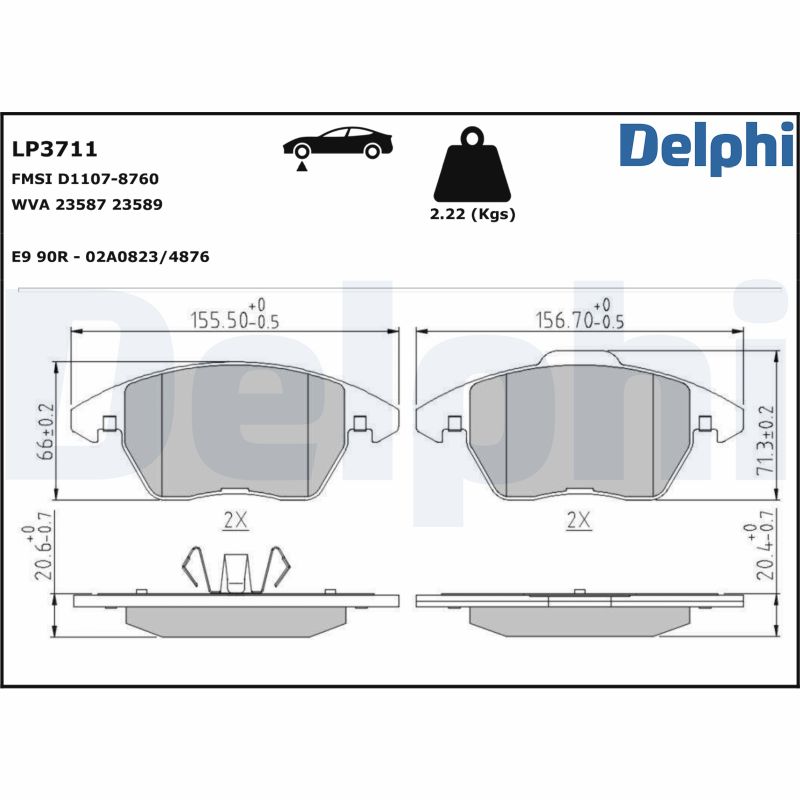 DELPHI Fékbetét, mind LP3711_DEL