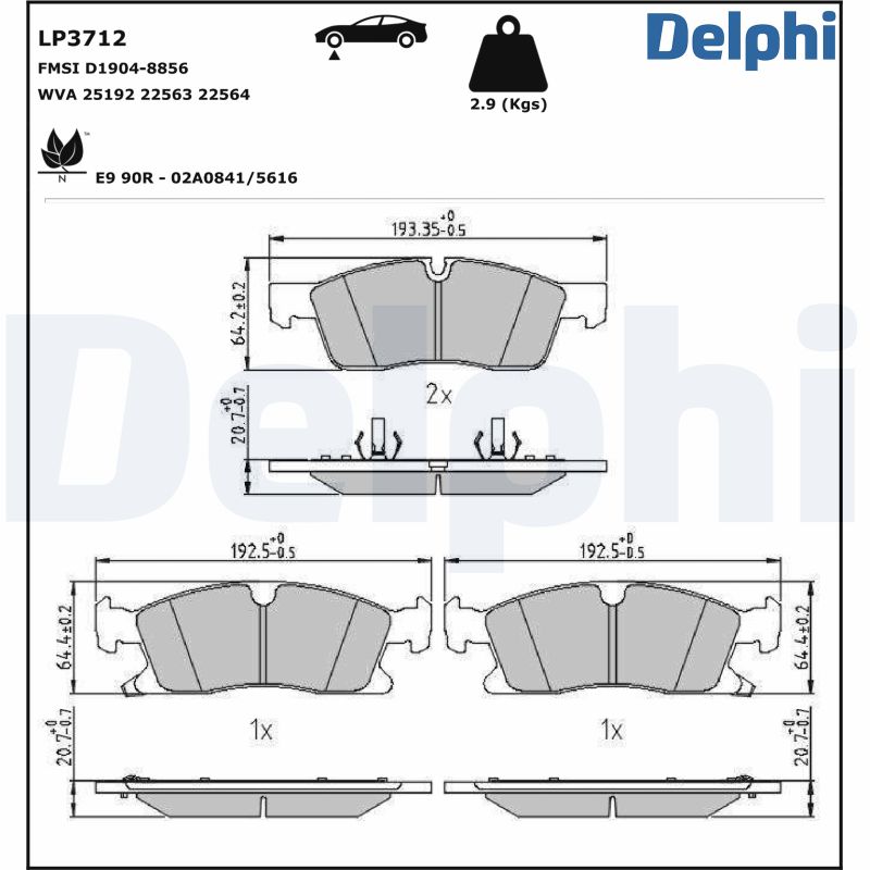 DELPHI Fékbetét, mind LP3712_DEL