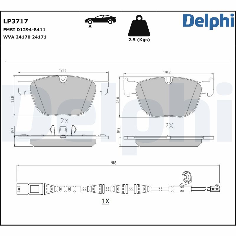 DELPHI Fékbetét, mind LP3717_DEL