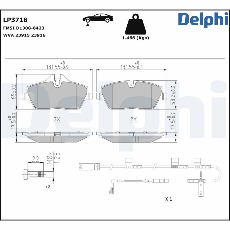 DELPHI Fékbetét, mind LP3718_DEL