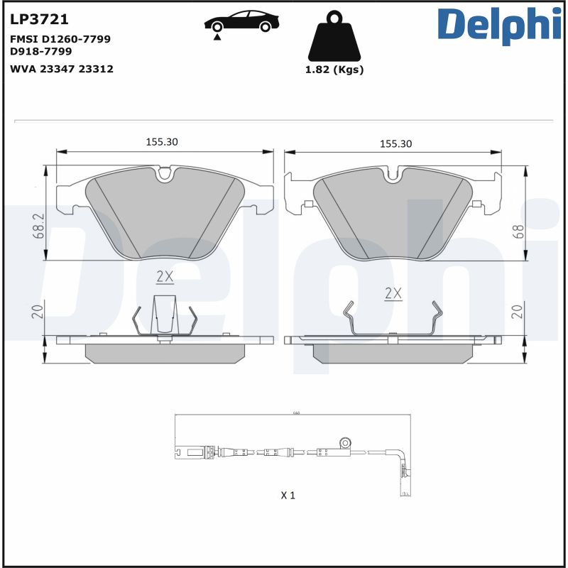 DELPHI Fékbetét, mind LP3721_DEL