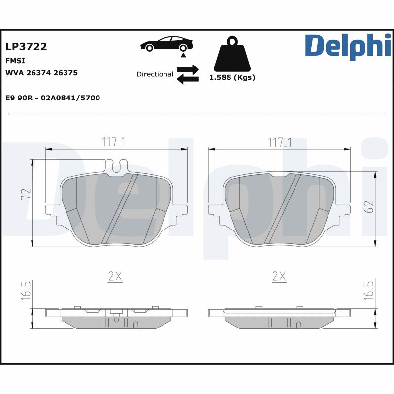 DELPHI Fékbetét, mind LP3722_DEL