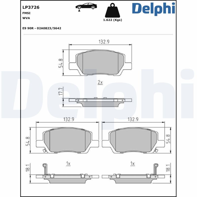 DELPHI Fékbetét, mind LP3726_DEL