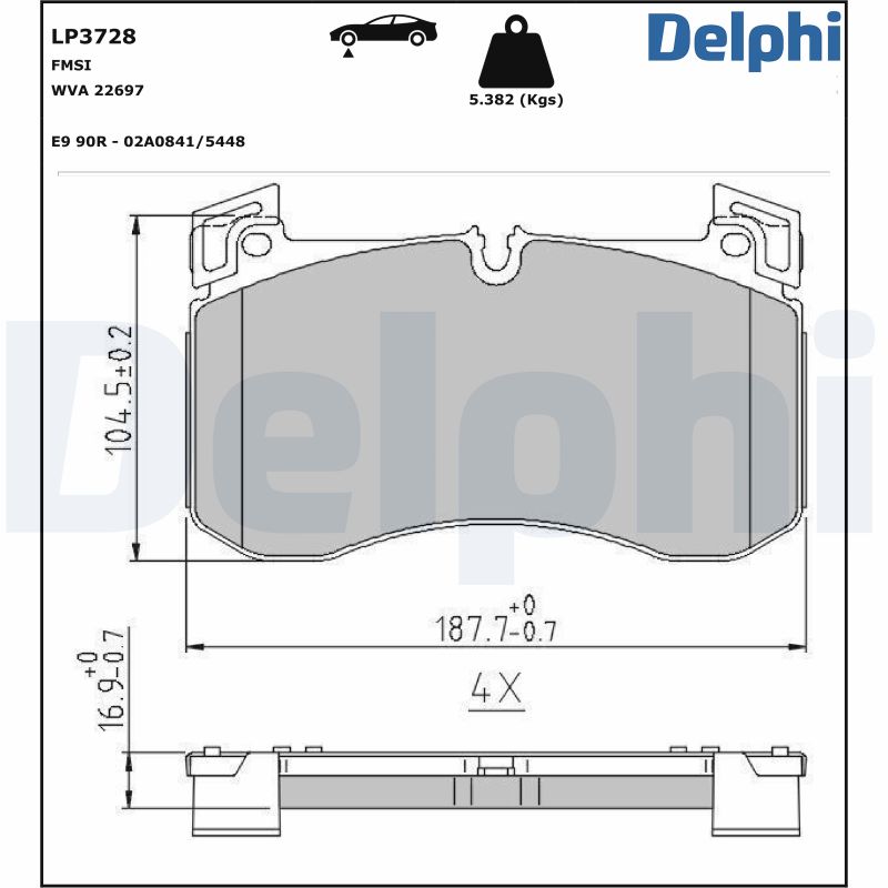 DELPHI Fékbetét, mind LP3728_DEL