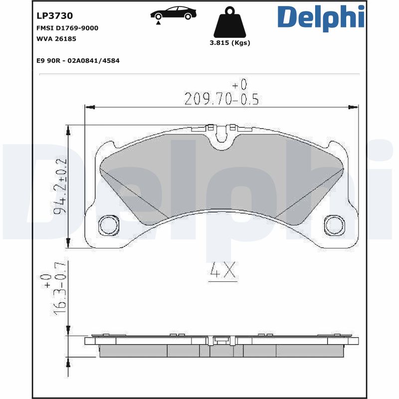 DELPHI Fékbetét, mind LP3730_DEL