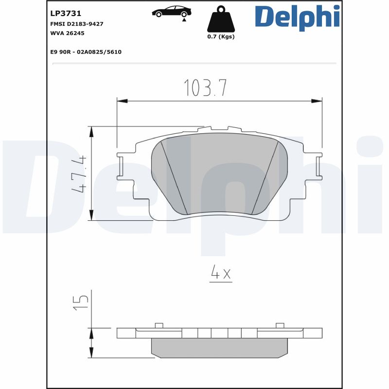 DELPHI Fékbetét, mind LP3731_DEL