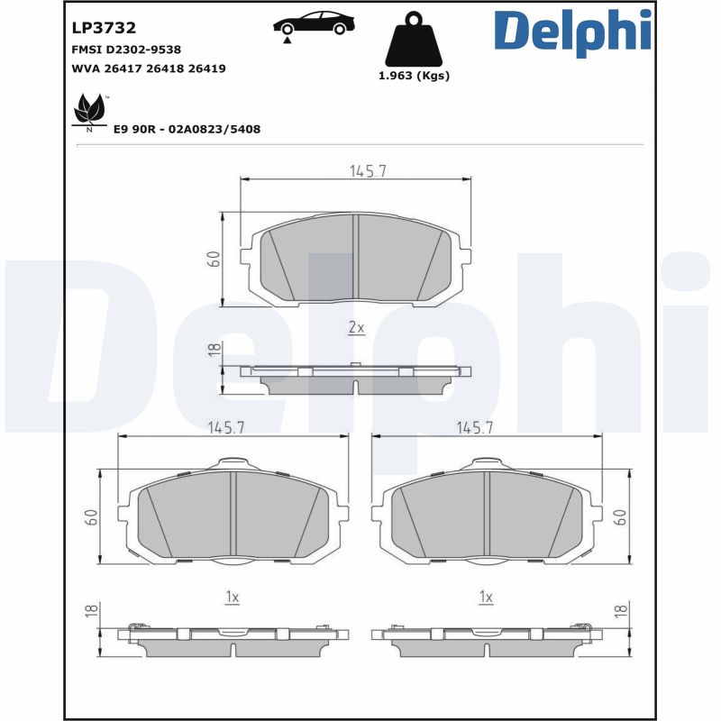 DELPHI Fékbetét, mind LP3732_DEL