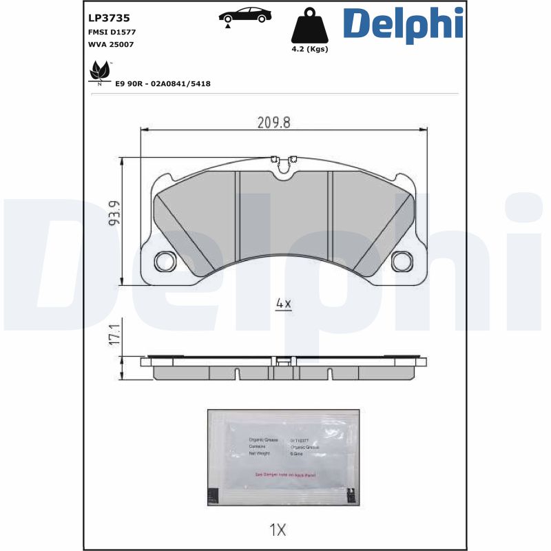 DELPHI Fékbetét, mind LP3735_DEL