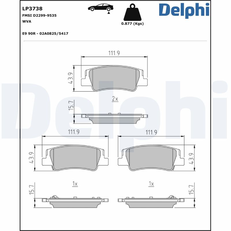 DELPHI Fékbetét, mind LP3738_DEL