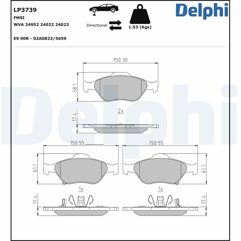 DELPHI Fékbetét, mind LP3739_DEL