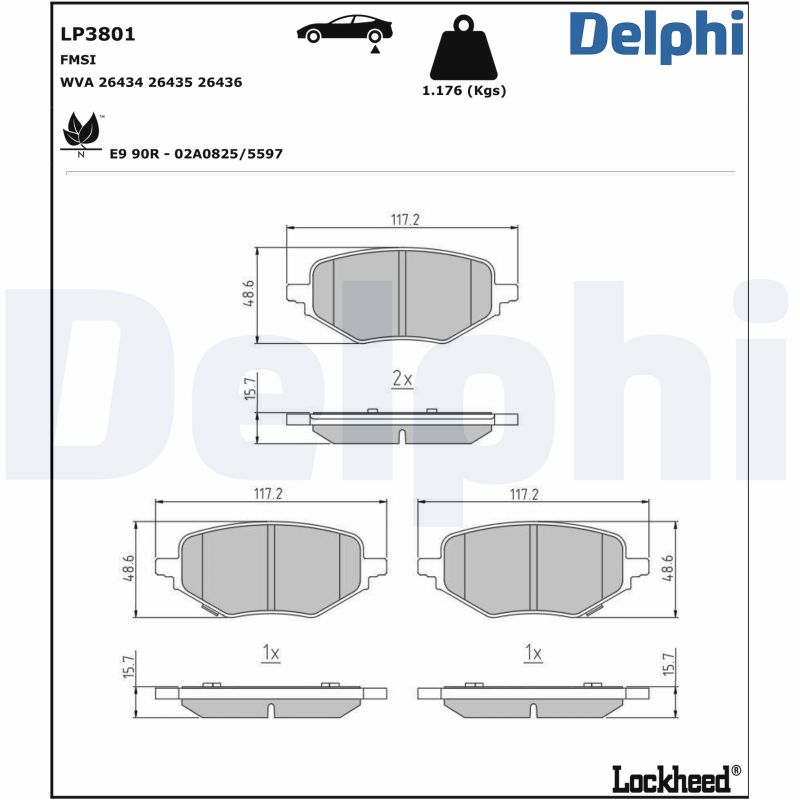 DELPHI Fékbetét, mind LP3801_DEL