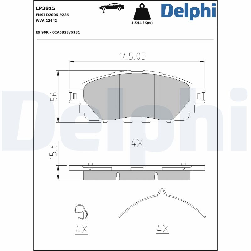 DELPHI Fékbetét, mind LP3815_DEL