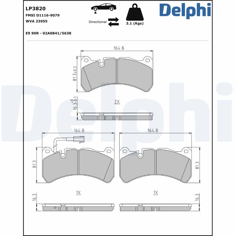 DELPHI Fékbetét, mind LP3820_DEL