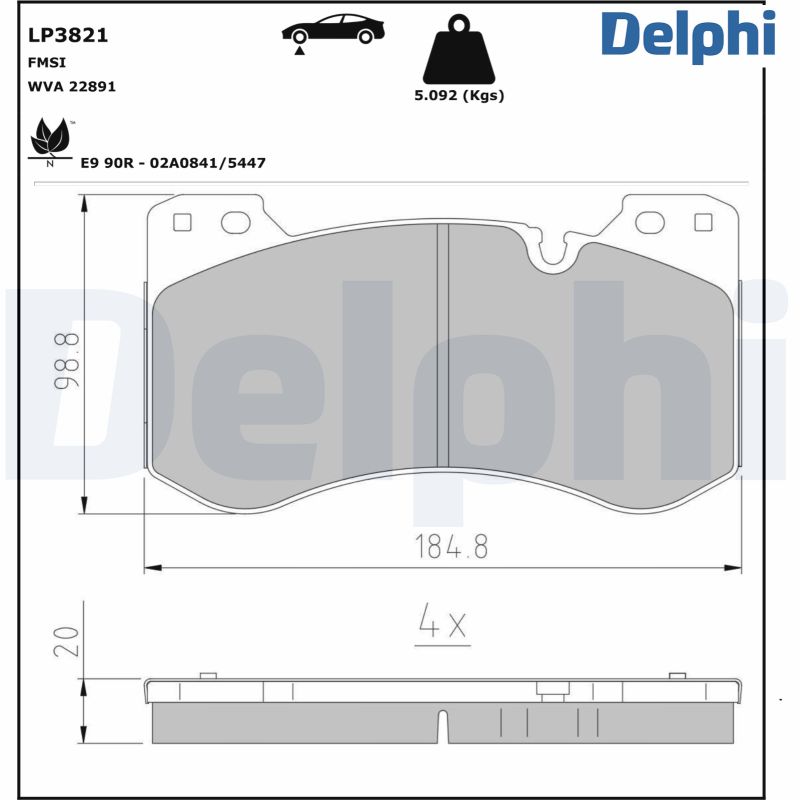 DELPHI Fékbetét, mind LP3821_DEL