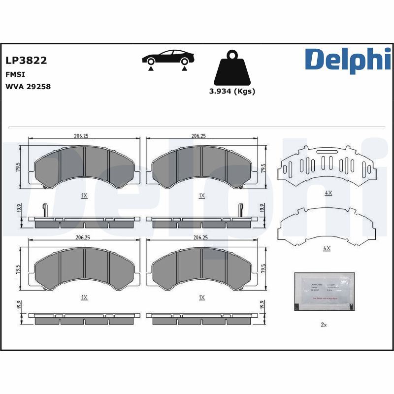 DELPHI Fékbetét, mind LP3822_DEL