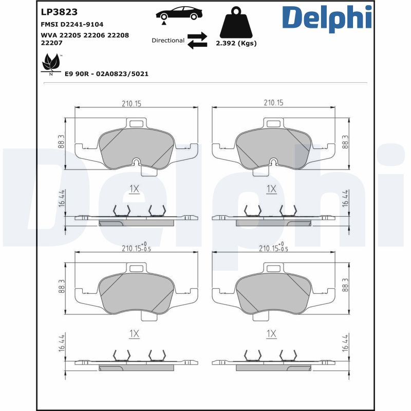 DELPHI Fékbetét, mind LP3823_DEL