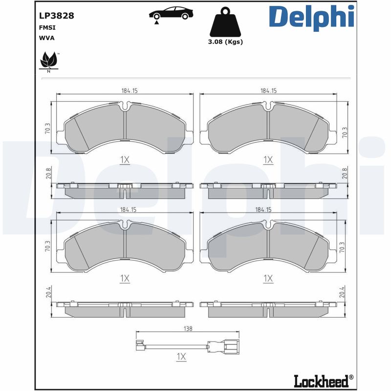 DELPHI Fékbetét, mind LP3828_DEL