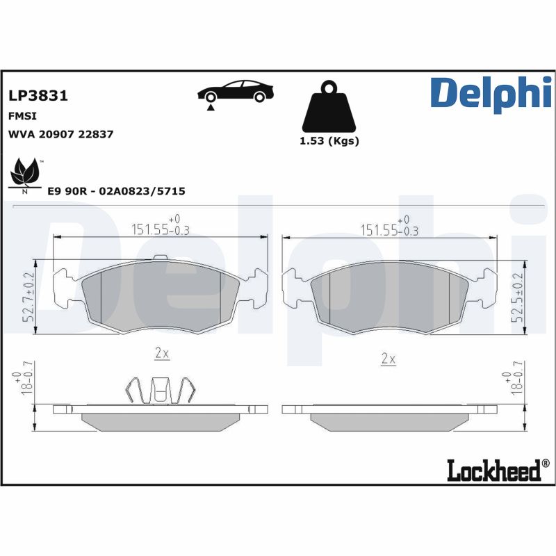 DELPHI Fékbetét, mind LP3831_DEL