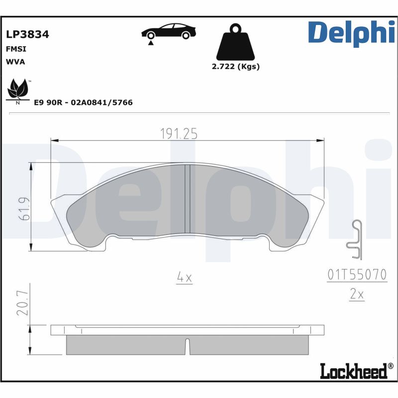 DELPHI Fékbetét, mind LP3834_DEL