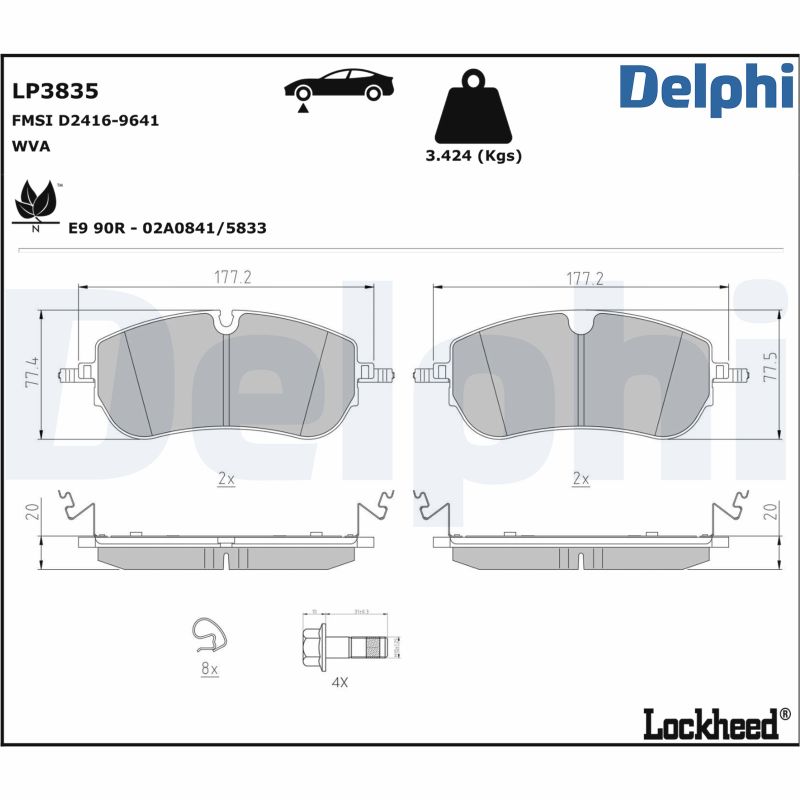 DELPHI Fékbetét, mind LP3835_DEL