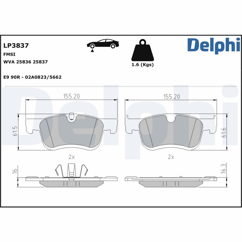 DELPHI Fékbetét, mind LP3837_DEL