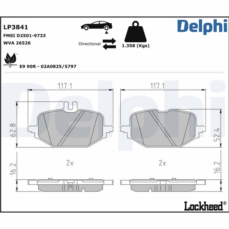 DELPHI Fékbetét, mind LP3841_DEL