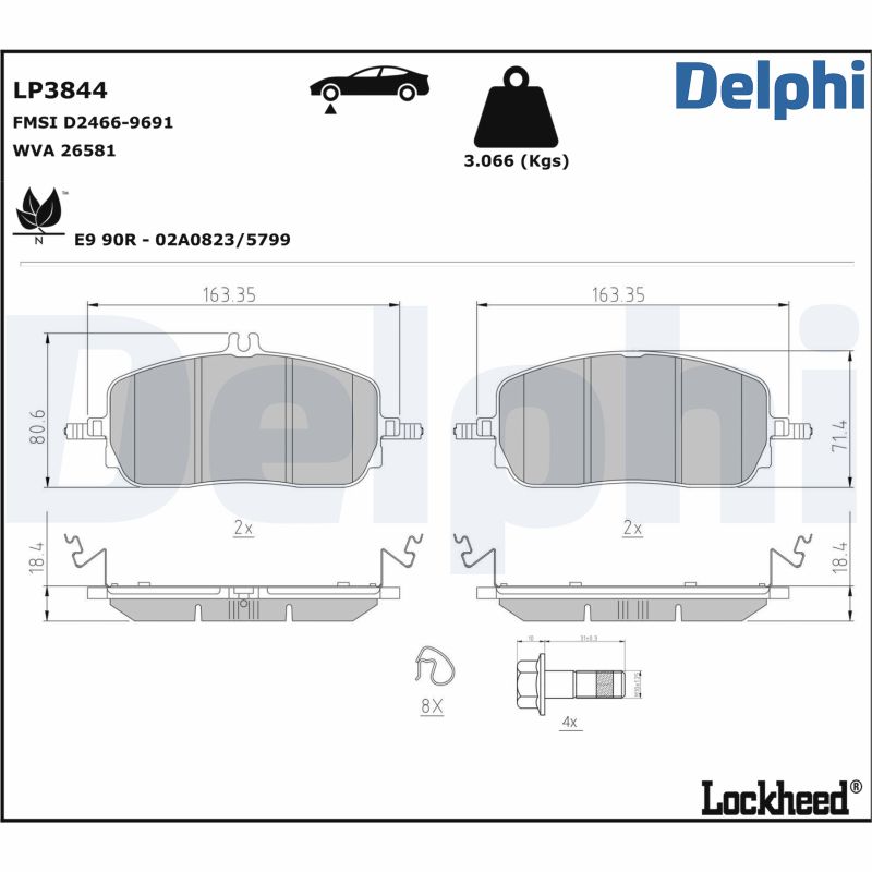 DELPHI Fékbetét, mind LP3844_DEL