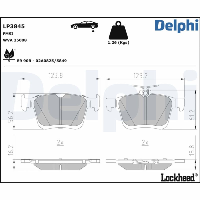 DELPHI Fékbetét, mind LP3845_DEL