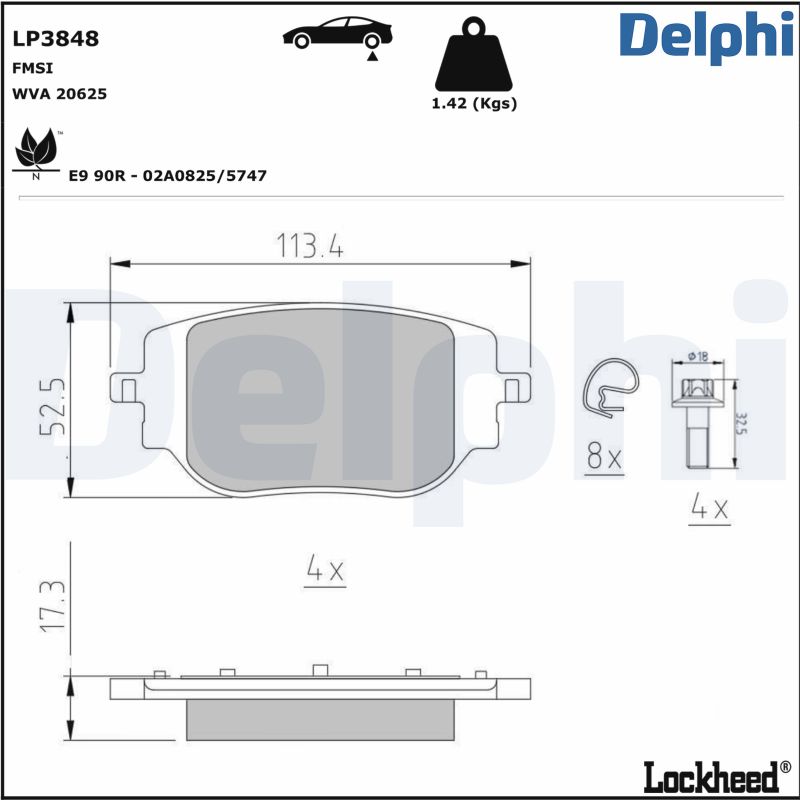 DELPHI Fékbetét, mind LP3848_DEL