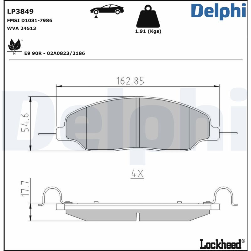 DELPHI Fékbetét, mind LP3849_DEL