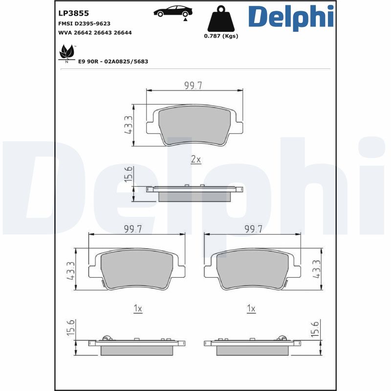 DELPHI Fékbetét, mind LP3855_DEL