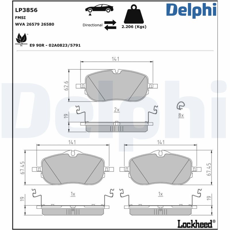 DELPHI Fékbetét, mind LP3856_DEL