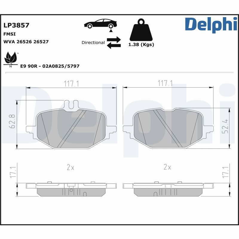 DELPHI Fékbetét, mind LP3857_DEL