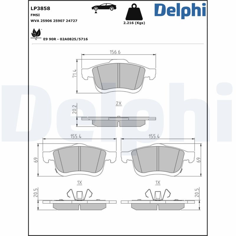 DELPHI Fékbetét, mind LP3858_DEL