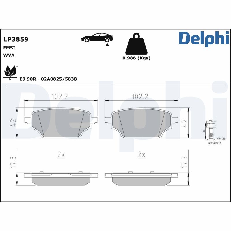 DELPHI Fékbetét, mind LP3859_DEL