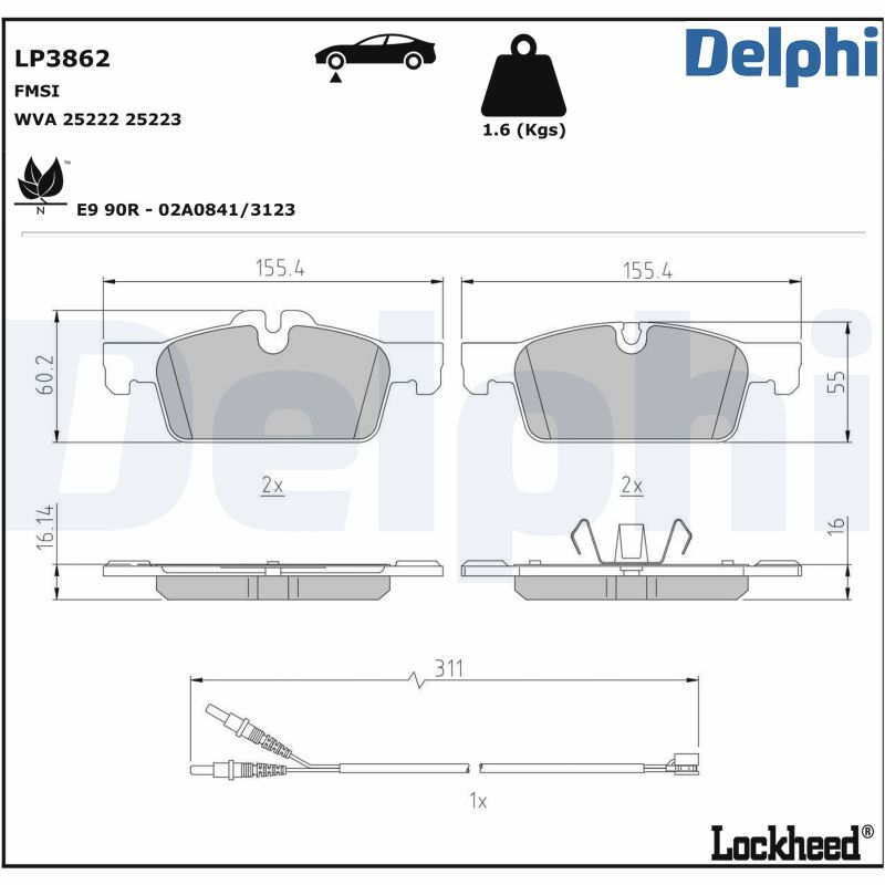 DELPHI Fékbetét, mind LP3862_DEL