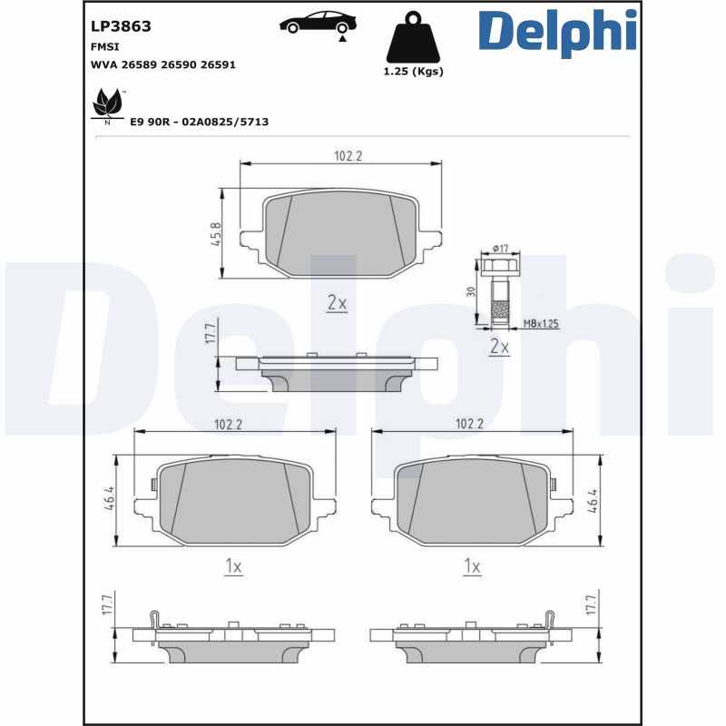 DELPHI Fékbetét, mind LP3863_DEL