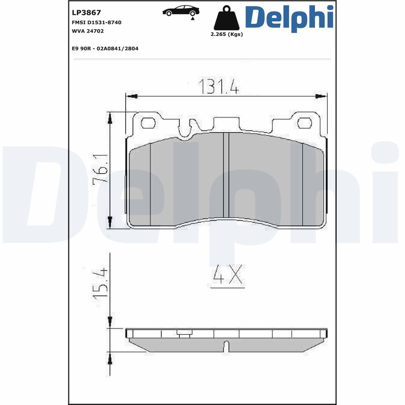 DELPHI Fékbetét, mind LP3867_DEL