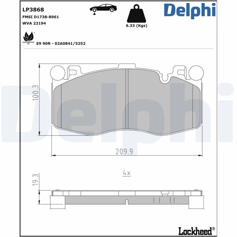 DELPHI Fékbetét, mind LP3868_DEL