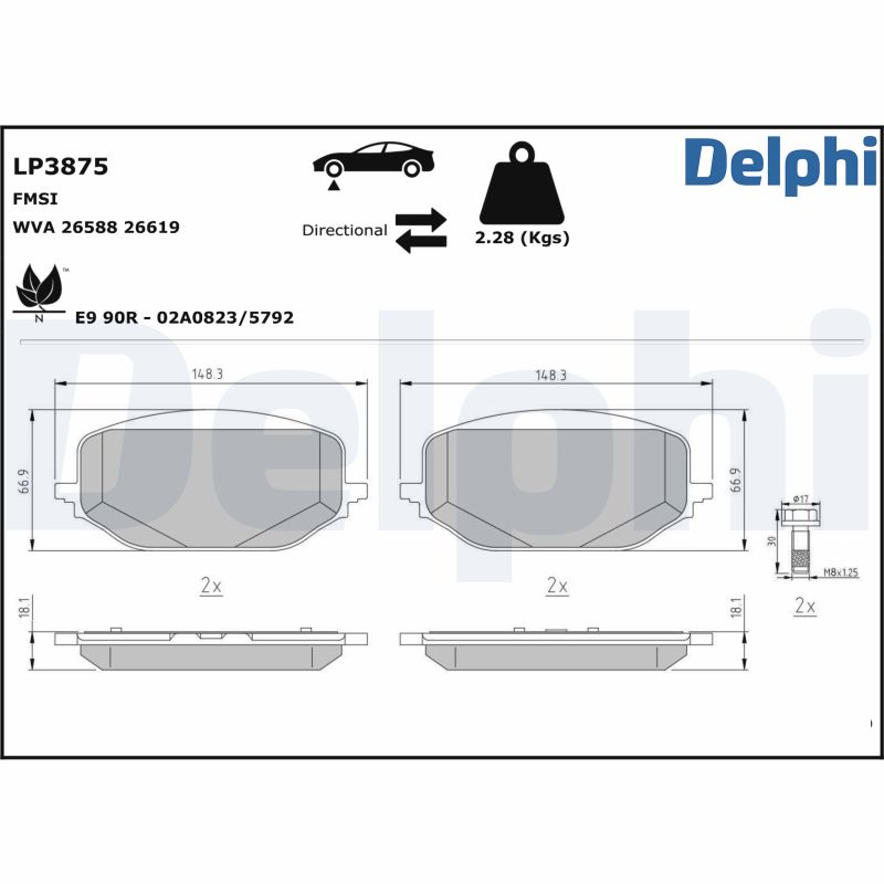 DELPHI Fékbetét, mind LP3875_DEL