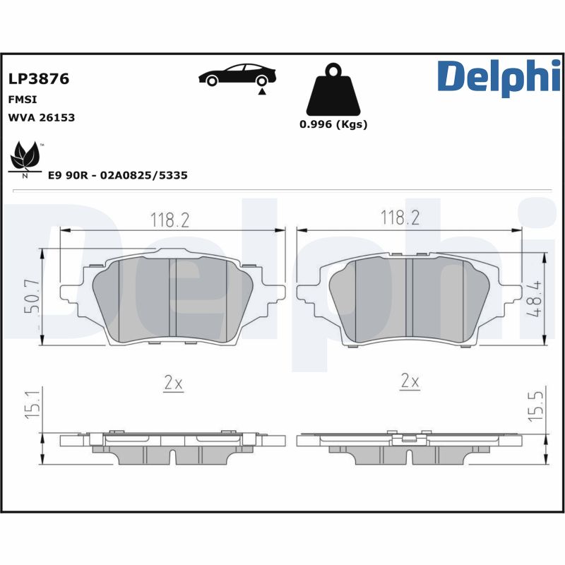 DELPHI Fékbetét, mind LP3876_DEL