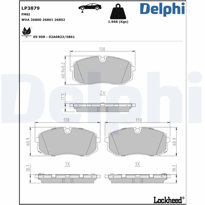 DELPHI Fékbetét, mind LP3879_DEL